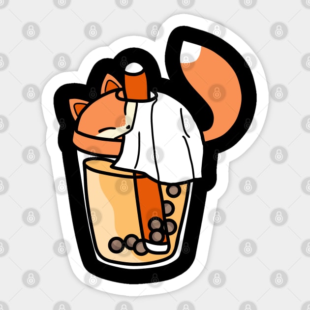 Milk Tea Fox Tee Sticker by elar